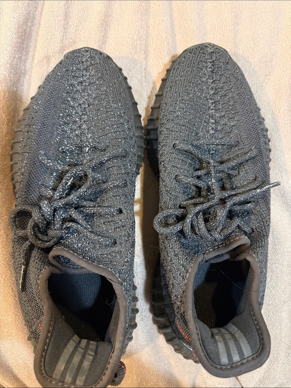 Adidas Yeezy Boost V2 Textured Knit Black Sneakers with Reflective Thread